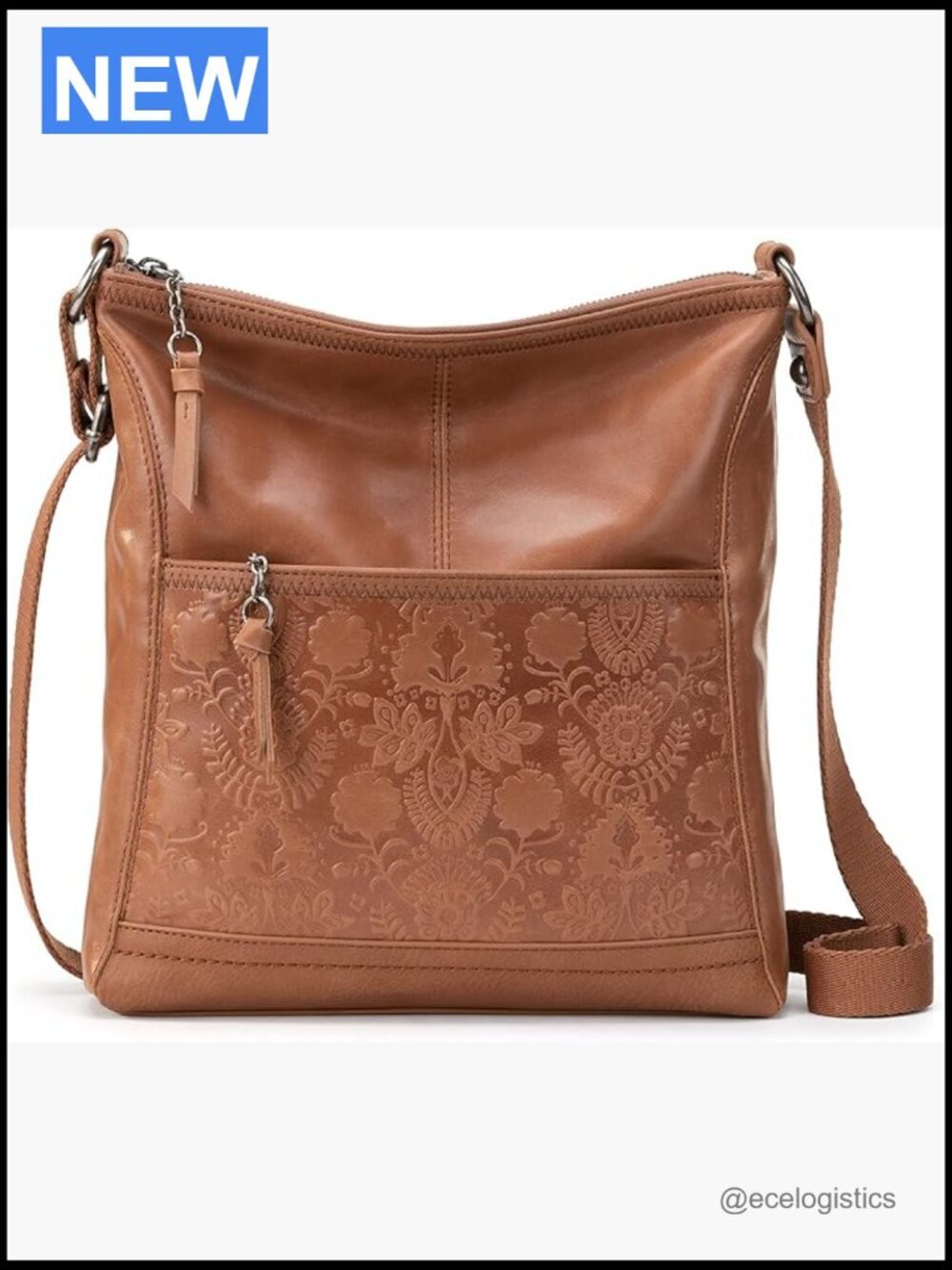 Leather Crossbody Purse - Eco-Friendly Handbag with Zipper Closure